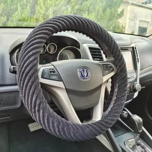 Steering Wheel Cover Towel Comfort Black Medium 38cm-image-6304128