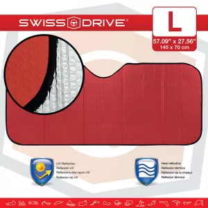 Sun Shade Interior Front Windshield UV Reflecting Foldable Red Matte Large ΜΑΤΤRED 145 x70 cm 1 Piece-image-6304352
