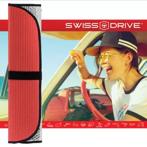 Sun Shade Interior Front Windshield UV Reflecting Foldable Red Matte Large ΜΑΤΤRED 145 x70 cm 1 Piece-image-6304353