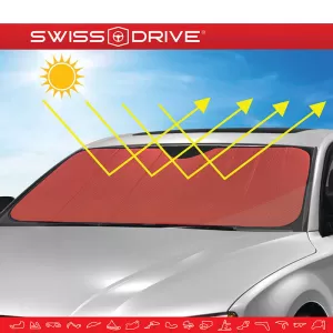 Sun Shade Interior Front Windshield UV Reflecting Foldable Red Matte Large ΜΑΤΤRED 145 x70 cm 1 Piece-image-6304354