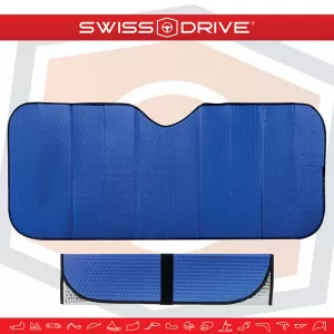 Sun Shade Interior Front Windshield UV Reflecting Foldable Blue Matte Large MATTBLU 145 x70 cm 1 Piece-image-6304361