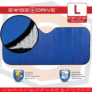 Sun Shade Interior Front Windshield UV Reflecting Foldable Blue Matte Large MATTBLU 145 x70 cm 1 Piece-image-6304363