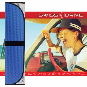 Sun Shade Interior Front Windshield UV Reflecting Foldable Blue Matte Large MATTBLU 145 x70 cm 1 Piece-image-6304364