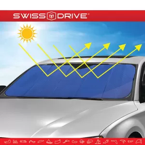 Sun Shade Interior Front Windshield UV Reflecting Foldable Blue Matte Large MATTBLU 145 x70 cm 1 Piece-image-6304365