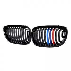 Front Grilles suitable for BMW 3 E46 03-06 Coupe/Cabrio Tri-color / Glossy Black 2 Pcs-image-6304819