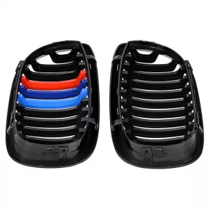 Front Grilles suitable for BMW 3 E46 03-06 Coupe/Cabrio Tri-color / Glossy Black 2 Pcs-image-6304822