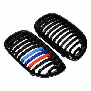 Front Grilles suitable for BMW 3 E46 03-06 Coupe/Cabrio Tri-color / Glossy Black 2 Pcs-image-6304825