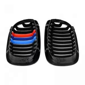 Front Grilles suitable for BMW 3 E46 03-06 Coupe/Cabrio Tri-color / Glossy Black 2 Pcs-image-6304826