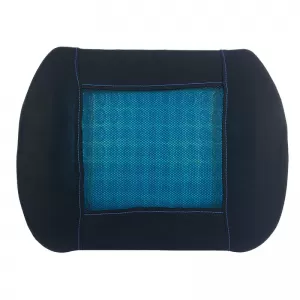 Back Support Anatomic / Orthopedic Cushion Memory Foam & Gel 38x35x10cm Black / Blue 1 Pc-image-6304899