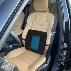 Back Support Anatomic / Orthopedic Cushion Memory Foam & Gel 38x35x10cm Black / Blue 1 Pc-image-6304900