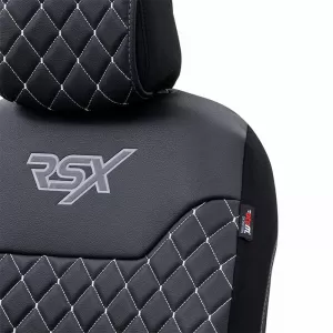 Semi Seat Cover suitable for Otom RSX Diamond Embroidered PVC Black With White Stitch RSXD-102 1 Piece-image-6305178