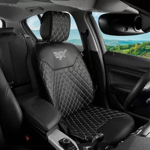 Semi Seat Cover suitable for Otom RSX Diamond Embroidered PVC Black With White Stitch RSXD-102 1 Piece-image-6305180