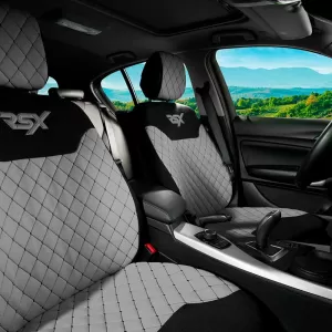 Semi Front Seat Covers suitable for Otom RSX Sport Fabric Embroidered Grey With Black Stitch RSXL-103 2 Pieces-image-6305187
