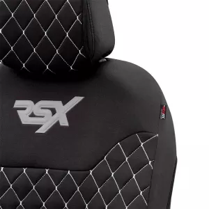 Semi Front Seat Covers suitable for Otom RSX Sport Fabric Embroidered Black With White Stitch RSXL-101 2 Pieces-image-6305192