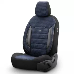 Seat Covers Otom Sport Plus Design Universal Cotton / Rachel / Artificial Leather Front / Rear Set 11 Pieces Black / Blue SPTPLS-104-image-6305209