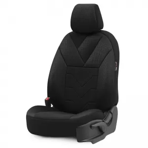Seat Covers Otom Tempo Design Universal Cotton Rachel Front / Rear Set 11 Pieces Black TMP-1501-image-6305218