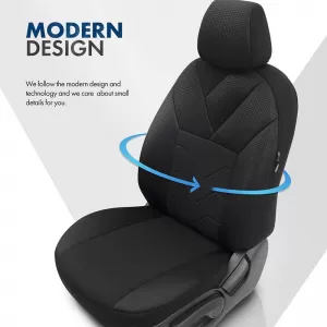Seat Covers Otom Tempo Design Universal Cotton Rachel Front / Rear Set 11 Pieces Black TMP-1501-image-6305221