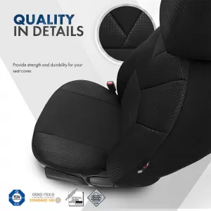 Seat Covers Otom Tempo Design Universal Cotton Rachel Front / Rear Set 11 Pieces Black TMP-1501-image-6305222