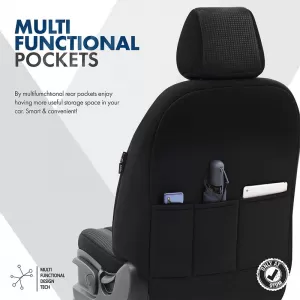 Seat Covers Otom Tempo Design Universal Cotton Rachel Front / Rear Set 11 Pieces Black TMP-1501-image-6305223