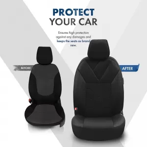 Seat Covers Otom Tempo Design Universal Cotton Rachel Front / Rear Set 11 Pieces Black TMP-1501-image-6305224