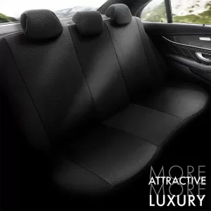 Seat Covers Otom Tempo Design Universal Cotton Rachel Front / Rear Set 11 Pieces Black TMP-1501-image-6305226