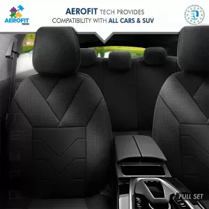 Seat Covers Otom Tempo Design Universal Cotton Rachel Front / Rear Set 11 Pieces Black TMP-1501-image-6305227