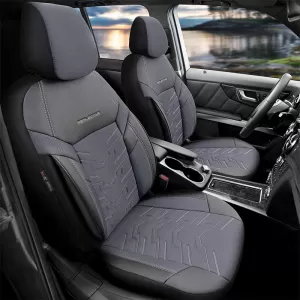 Seat Covers Otom Reflective Design Universal Jacquard / Rachel / Artificial Leather Front / Rear Set 11 Pieces Black - Dark Grey RFL-2603-image-6305234