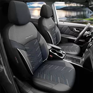 Seat Covers Otom Reflective Design Universal Jacquard / Rachel / Artificial Leather Front / Rear Set 11 Pieces Black With Blue Stitch RFL-2604-image-6305278