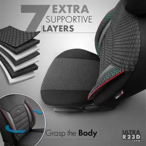 Seat Covers Otom Sport Plus Design Universal Cotton / Rachel / Artificial Leather Front / Rear Set 11 Pieces Black With Red Stitch SPTPLS-102-image-6305287