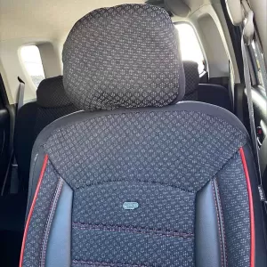 Seat Covers Otom Sport Plus Design Universal Cotton / Rachel / Artificial Leather Front / Rear Set 11 Pieces Black With Red Stitch SPTPLS-102-image-6305293