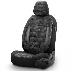Seat Covers Otom Sport Plus Design Universal Cotton / Rachel / Artificial Leather Front / Rear Set 11 Pieces Black SPTPLS-101-image-6305295