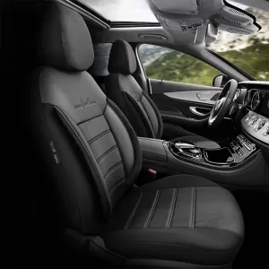 Seat Covers Otom Comfortline Design Universal Sued / Rachel / Artificial Leather Front / Rear Set 11 Pieces Black With Red String CMF-218-image-6305318