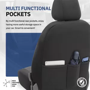 Seat Covers Otom Comfortline Design Universal Sued / Rachel / Artificial Leather Front / Rear Set 11 Pieces Black With White String CMF-217-image-6305322