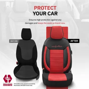 Seat Covers Otom Comfortline Design Universal Sued / Rachel / Artificial Leather Front / Rear Set 11 Pieces Black - Red CMF-207-image-6305332