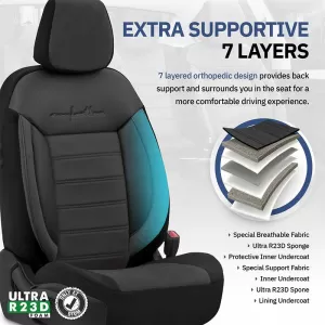 Seat Covers Otom Comfortline Design Universal Sued / Rachel / Artificial Leather Front / Rear Set 11 Pieces Black CMF-209-image-6305340