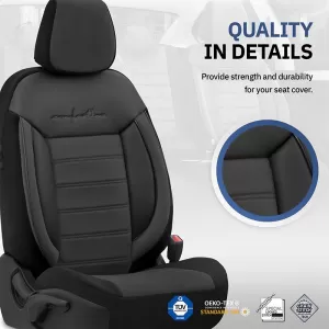 Seat Covers Otom Comfortline Design Universal Sued / Rachel / Artificial Leather Front / Rear Set 11 Pieces Black CMF-209-image-6305341