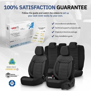 Seat Covers Otom Comfortline Design Universal Sued / Rachel / Artificial Leather Front / Rear Set 11 Pieces Black CMF-209-image-6305344