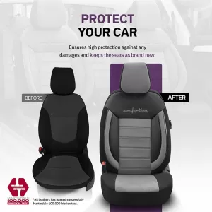 Seat Covers Otom Comfortline Design Universal Sued / Rachel / Artificial Leather Front / Rear Set 11 Pieces Black - Grey CMF-206-image-6305353