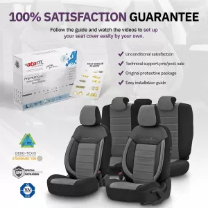 Seat Covers Otom Comfortline Design Universal Sued / Rachel / Artificial Leather Front / Rear Set 11 Pieces Black - Grey CMF-206-image-6305354