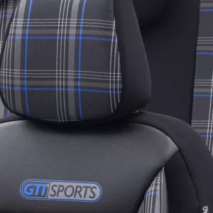 Seat Covers suitable for Otom GTI Sports Design Universal Jacquard / Lacost / Artificial Leather Front / Rear Set 11 Pieces Black - Blue GTI-803-image-6305359