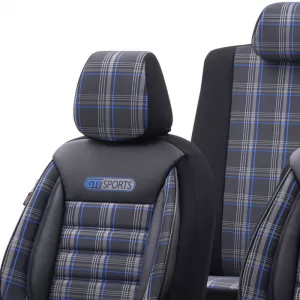 Seat Covers suitable for Otom GTI Sports Design Universal Jacquard / Lacost / Artificial Leather Front / Rear Set 11 Pieces Black - Blue GTI-803-image-6305360