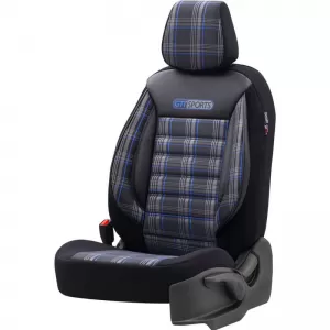 Seat Covers suitable for Otom GTI Sports Design Universal Jacquard / Lacost / Artificial Leather Front / Rear Set 11 Pieces Black - Blue GTI-803-image-6305361