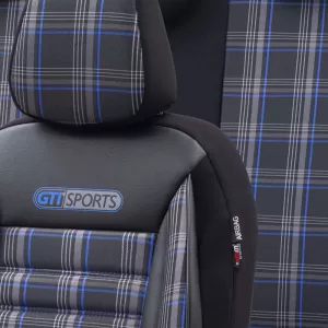 Seat Covers suitable for Otom GTI Sports Design Universal Jacquard / Lacost / Artificial Leather Front / Rear Set 11 Pieces Black - Blue GTI-803-image-6305362