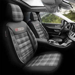 Seat Covers Otom GTI Sports Design Universal Jacquard / Lacost / Artificial Leather Front / Rear Set 11 Pieces Black - Grey GTI-807-image-6305372