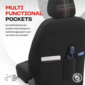Seat Covers Otom GTI Sports Design Universal Jacquard / Lacost / Artificial Leather Front / Rear Set 11 Pieces Black - Red GTI-801-image-6305380