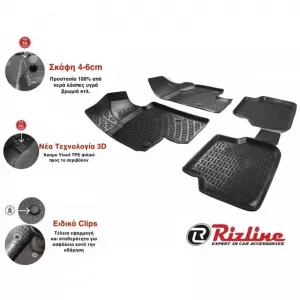 Car Mats 3D from Rubber TPE suitable for Land Rover Range Rover Evoque L551 2019+ Rizline 4 Pcs Black