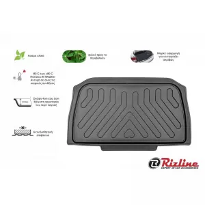 Trunk Mat 3D From Rubber TPE Suitable for Mini Countryman (R60) 2010-2016 Black Rizline