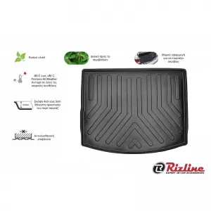 Trunk Mat 3D from Rubber TPE suitable for Suzuki SX4 S-Cross 2013-2018, SX4 S-Cross 2018+ Black Rizline