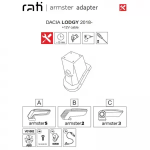 Armrest Base Dedicated Suitable for Dacia Lodgy 18+ Armster Rati 1 Pc