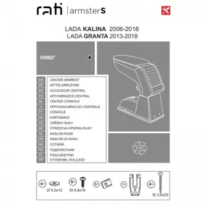 Armrest Armster S suitable for Lada Granta 2013-2018 / Kalina 2006-2018 Black Color-image-6305947